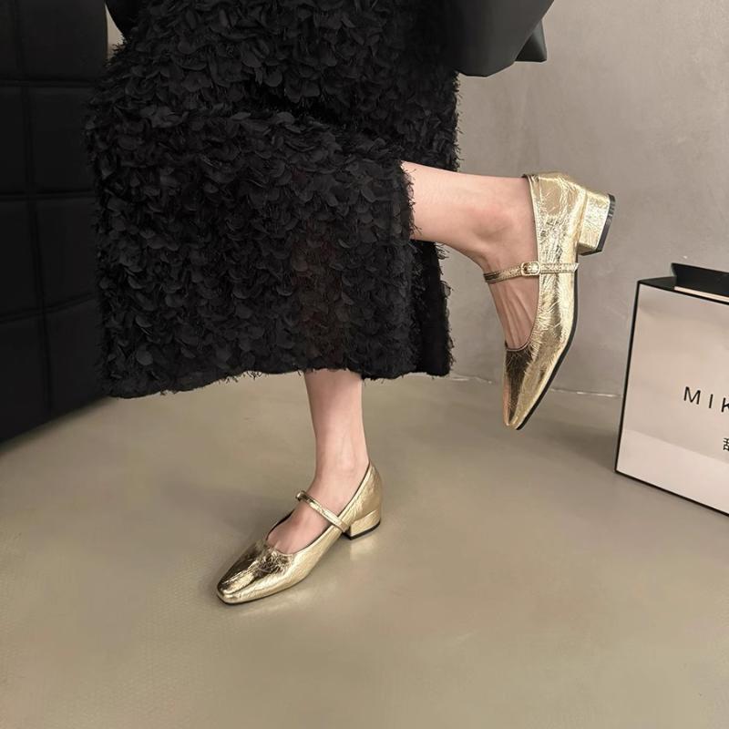 

Модная женская обувь 2024 года, горячая распродажа, женские туфли Мэри Джейн на высоком каблуке с квадратным носком, повседневные туфли-лодочки, женские туфли с пряжкой и ремешком на квадратном каблуке 38 золотой