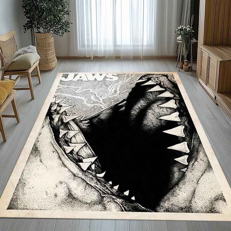 Horror Movie Jaws Shark Living Room Non-Slip Area Rug Soft Carpet for Bedroom Kids Playroom Sofa,Home Decor Doormat Gift