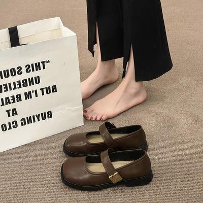 European and American Retro Late Evening Wind Single Shoes Women's 2025 New Square Head Flat-soled Grandma Shoes Versatile Soft-soled Mary Jane Single