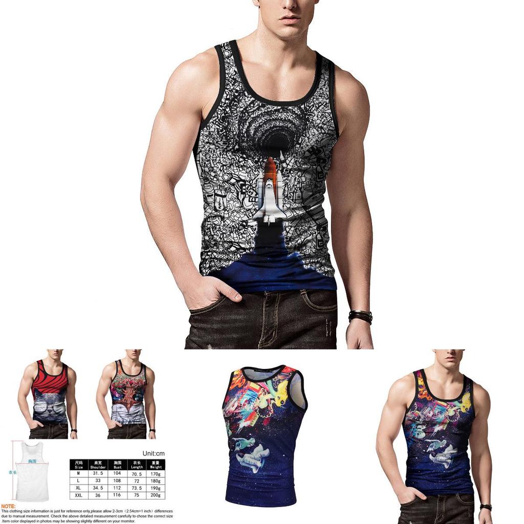 Premium Quality Summer Men's Tank Tops Vest Featuring Vibrant 3d Printed Graphics