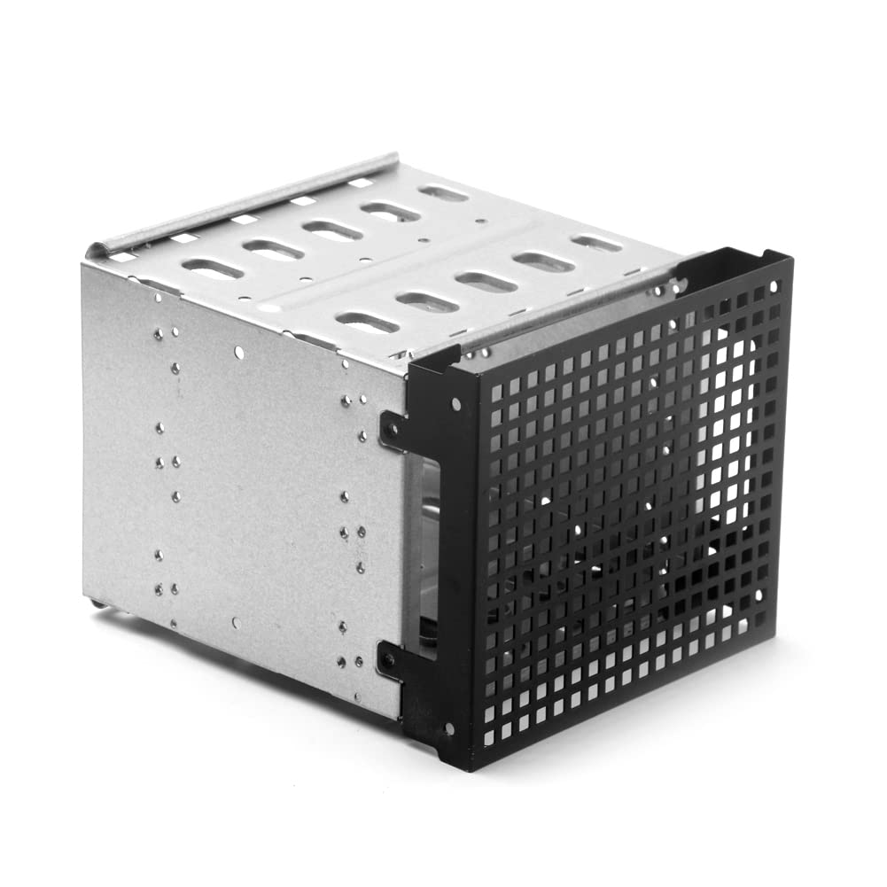 Dovhmoh Storage Expansion Hard Drive Cage, DIY Hard Drive Disk Cage Rack, 5.25-inch to 5x3.5-inch Brackets, with 12cm Fan