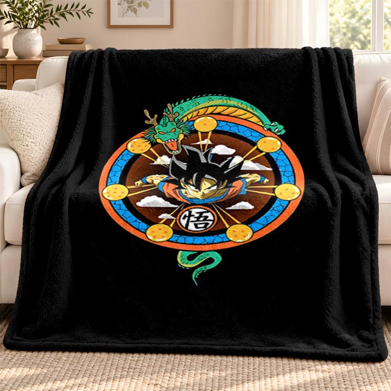 Dragon Ball Blanket Flannel Blanket Soft Cozy Plush Throw for Sofa Bed Lightweight Home Decoration Outdoor Camping