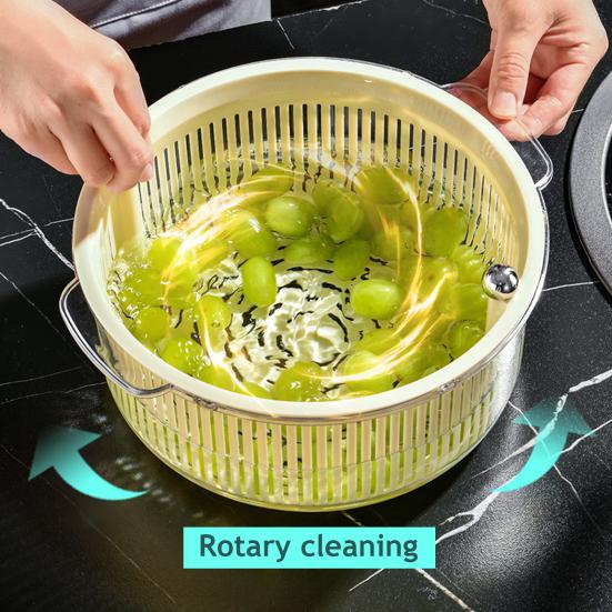 Vegetable Fruit Washer Multi-Functional Drain Basket Fruit Tray Versatile Rotating Food Prep Tool Kitchen Accessory