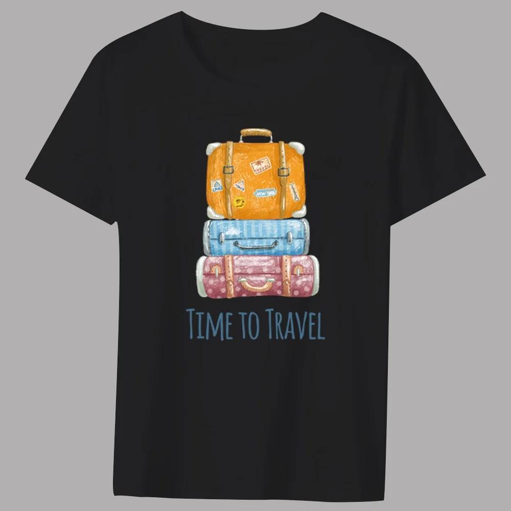 Men's Classic T-shirt Casual O-neck Trave Printing Pattern Series Commuter All-match Breathable Black Shirt