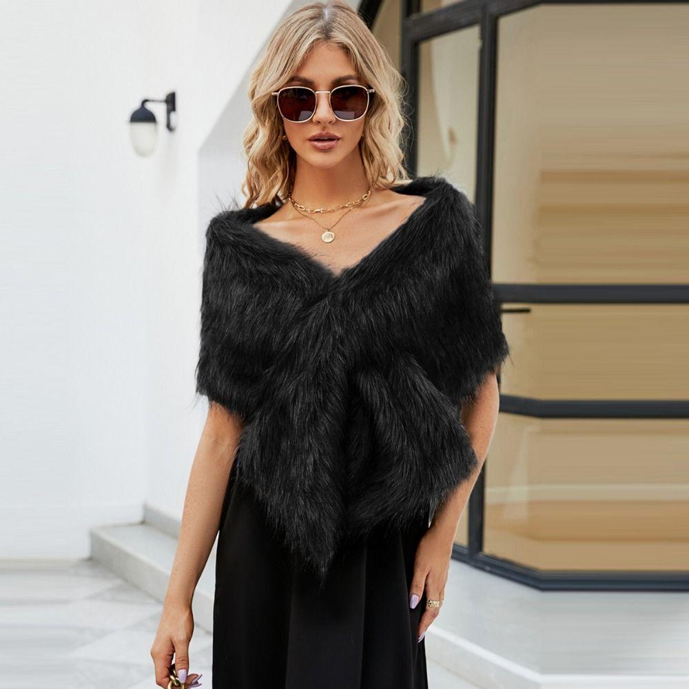 Faux Fur Warm Cheongsam Shawl Widened Pashmina Wraps Fashion Luxury Shawls Daily