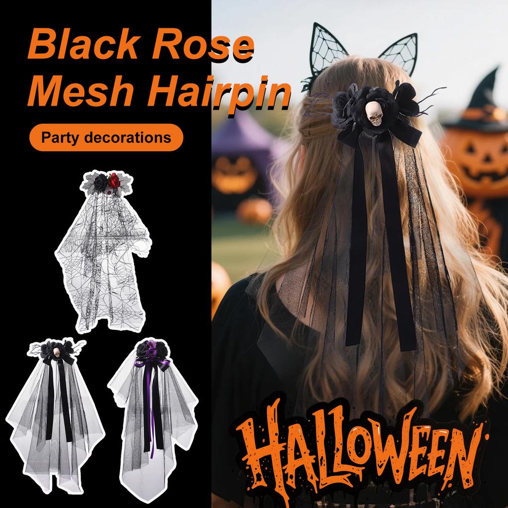 Adjustable Black Hairs Accessory Gothic Halloween Headpiece For Cosplay, Witch Costumes & Themed Parties