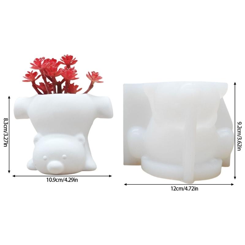 Bear Figurine Silicone Molds For Making Potted Planter Flower Vase Cement Craft Home Decoration Epoxy Resin Project