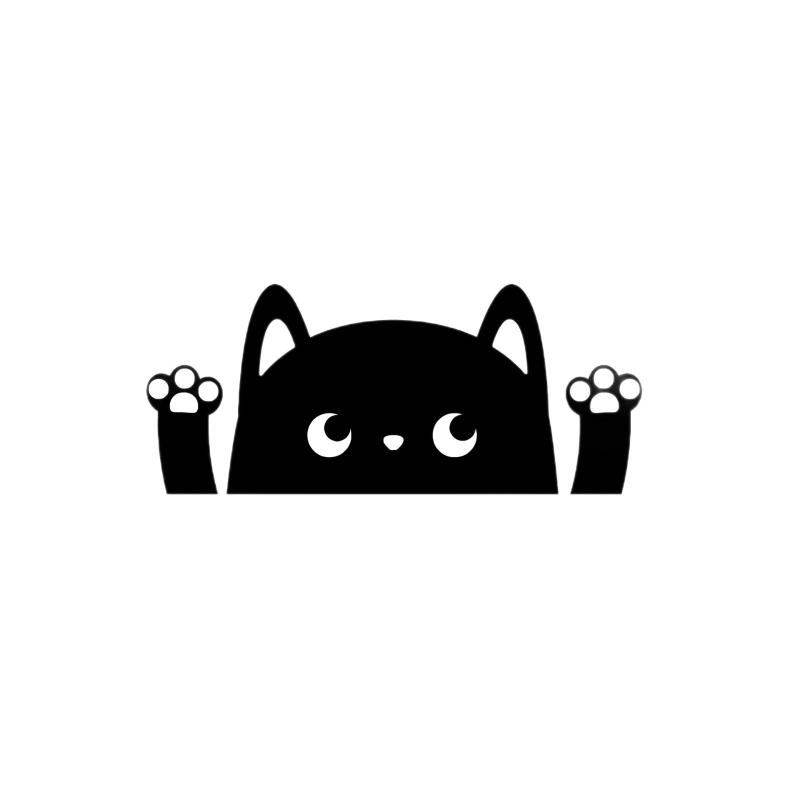 Мультяшный Кот Наклейка на Автомобиль Водонепроницаемая Для Зеркала Заднего Вида Окна Декоративные Аксессуары Мотоцикл Прочная Виниловая Наклейка чёрный