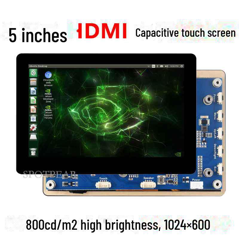 5-inch Raspberry Pi LCD, 1024x600, HDMI, Narrow Edge, Capacitive Touch Display.