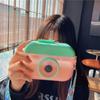 Bollitore per fotocamera carino da 400 ml Bottiglia d'acqua creativa per bambini con cannuccia Tazza per acqua potabile in plastica con cinturino portatile anticaduta per esterno