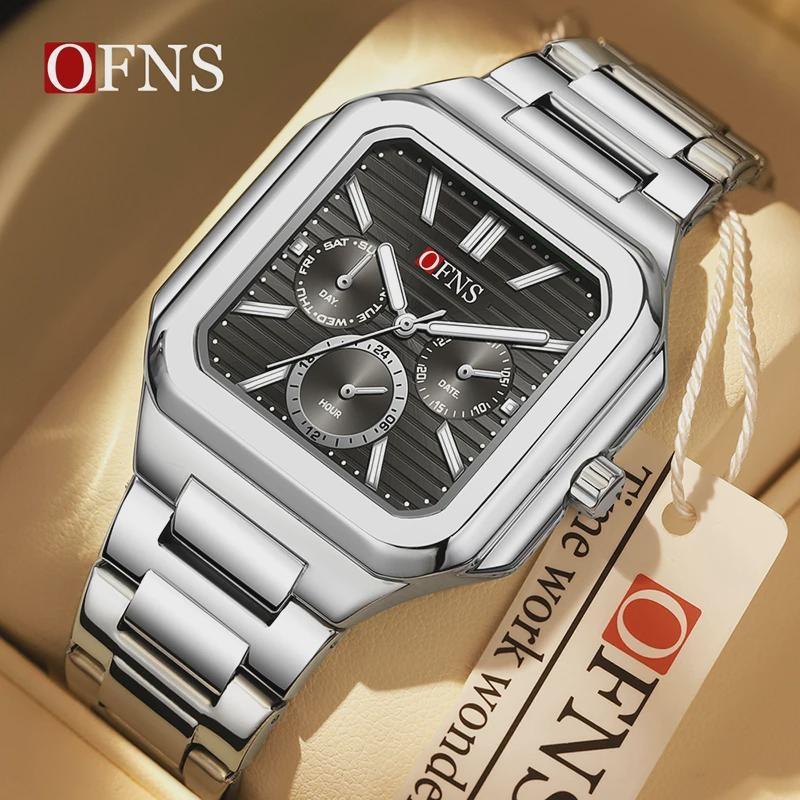 OFNS Fashion Men's Quartz Watch Elegant Clock Calendar Luminous Wristwatch Business Casual Watches