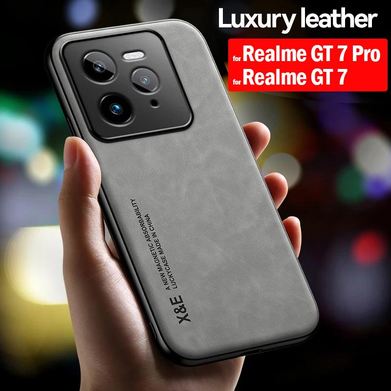 Luxury Leather Funda for Realme GT 7 Pro / GT 7 Case Ultra Thin Magnetic Protection Cover for Realme GT7 Pro Shockproof Capa