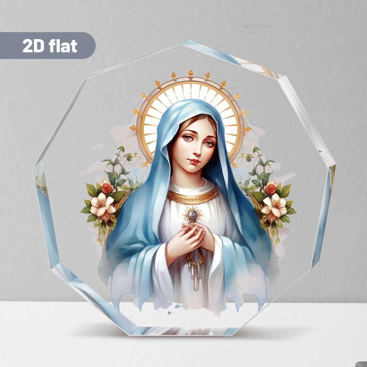 

1pc Faith Gift Acrylic Ornament Catholic Virgin Mary Desktop Ornament Holiday Decoration Ornament Perfect for Believers Gift, Baptism Decoration 8.6*9cm