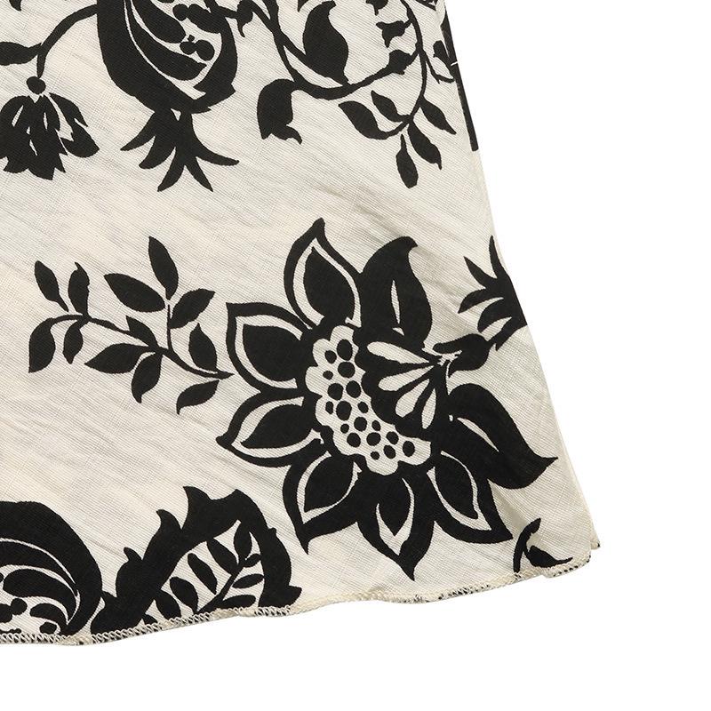 2026 Summer European Floral V-Neck Sleeveless Waist-Cinching Dress for Women