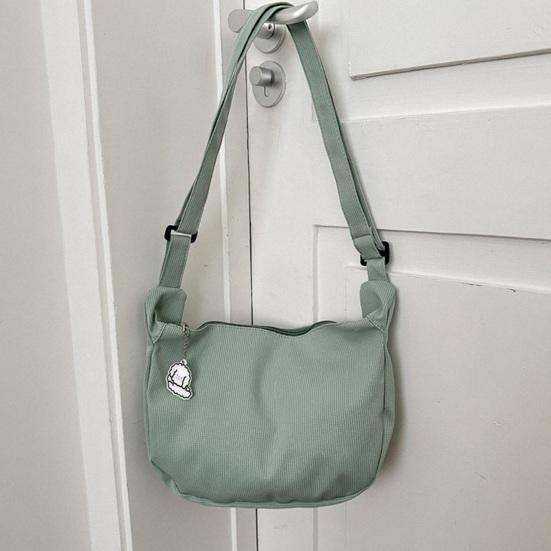 Women Shoulder Bag Dumpling Shape Zipper Closure with Pendant Large Capacity Adjustable Shoulder Strap Solid Color Commute Travel Crossbody Bag