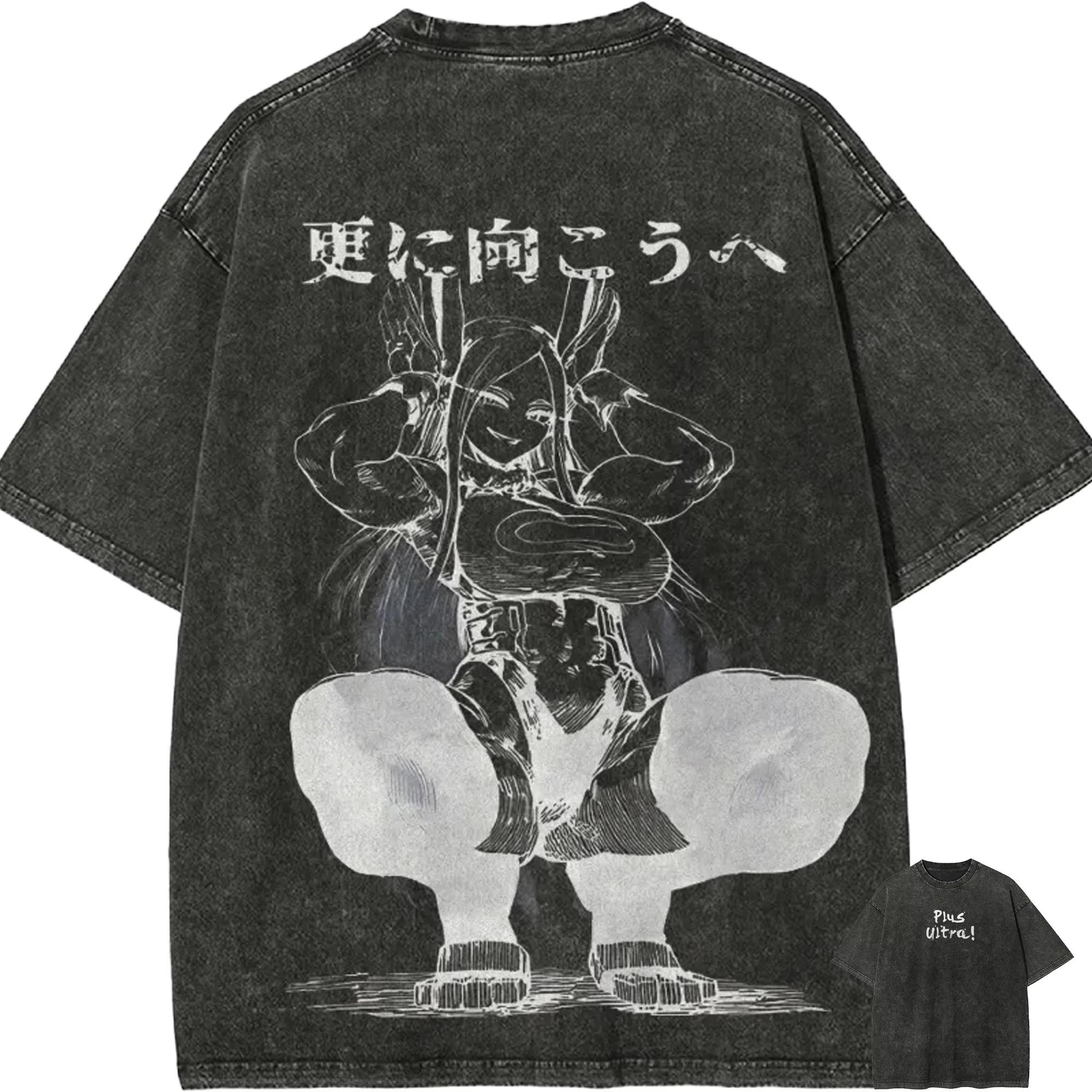 

Mirko T Shirt My Hero Academia Men Acid Wash Anime Rabbit Hero Graphic Cotton Streetwear Top S