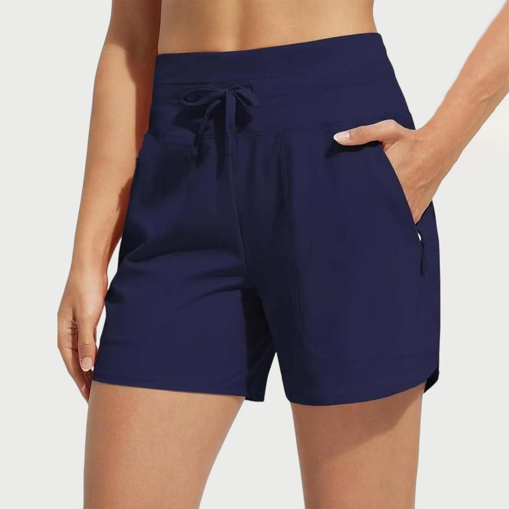 Women's Summer Loose Casual Solid Color Sports Shorts High Waisted Running Shorts With Pockets