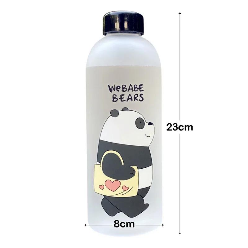1000ML Portable Large Cartoon Water Bottle Panda Cute Bear Frosted Straw Mug Food Grade Heat Resistant Kids Water Bottle