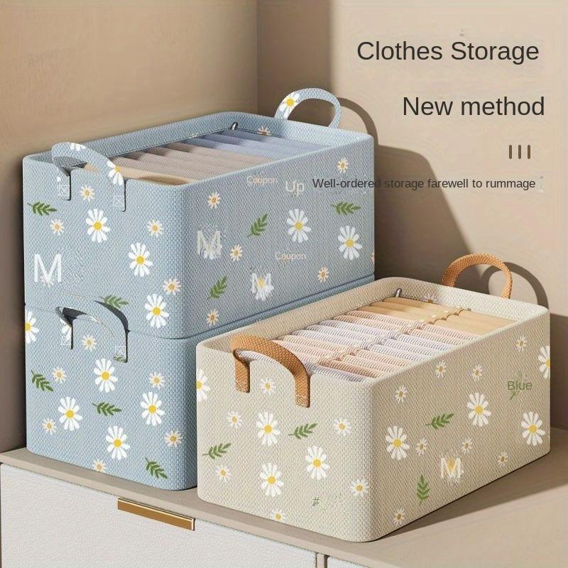 1pc Drawer Storage Box With Handles, Leggings Drawer Storage Basket For Clothes, Blankets, Toys, Household Wardrobe Organizer,