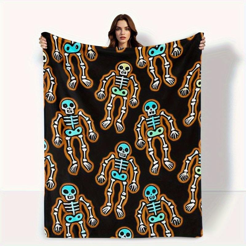 Witty Skeleton Humor Blanket Reversible Flannel Throw for Edgy Decor AllSeason Comfort Playful Spooky Gift