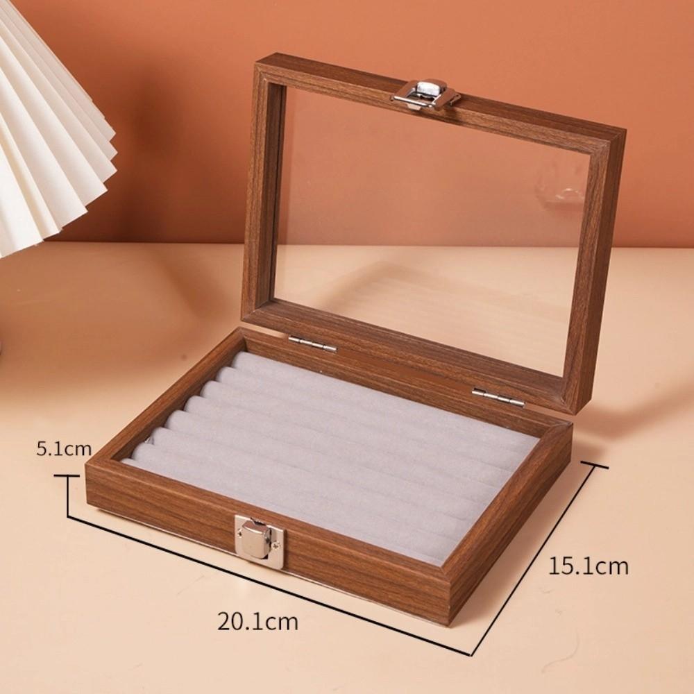 Dustproof Jewelry Box Walnut Color Jewelry Display Box Vintage Ring Necklace Storage Box  Bracelets