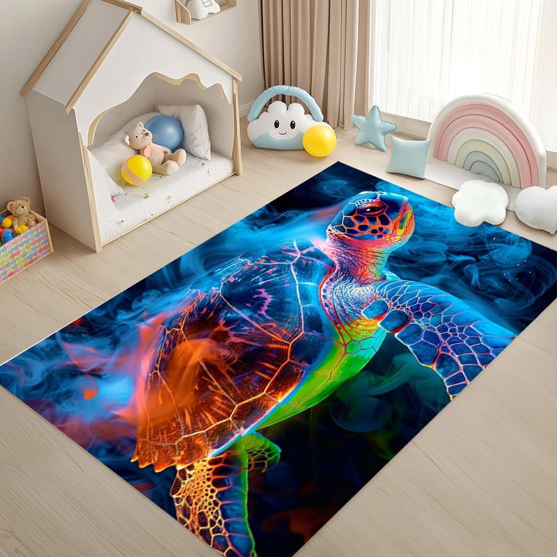 

Colorful Sea Turtle Rug Neon Ocean Themed Non Slip Floor Mat for Kids Playroom Bedroom Kid s Crawling Mat Stain Resistant 40cm x 60cm