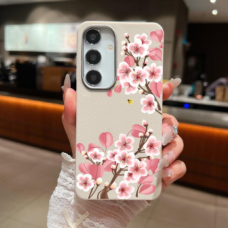 

Чехол для телефона с цветочным принтом и матовой кожей для Samsung S25 S24 FE S23 Ultra S22 S21 A16 A56 A36 A15 A55 A35, мягкий, тонкий, ударопрочный чехол из ТПУ Samsung A55