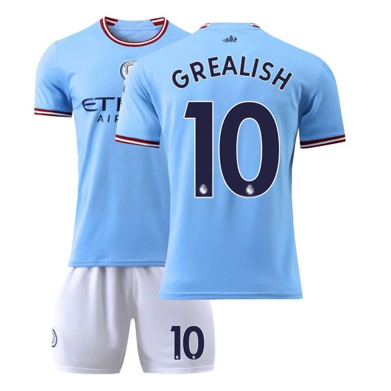 2223 Manchester City Jersey No. 17 De Braunet Home Away Children Adult 10 Aguero Football Set