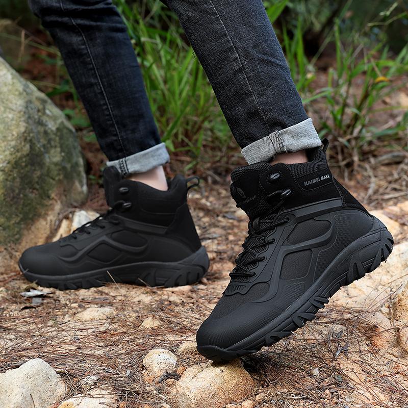 High-Top Leder Herrenstiefel Atmungsaktive Wüsten-Kampfstiefel Outdoor Rutschfeste Wanderschuhe Herren Motorradstiefel Arbeits-Knöchelstiefel