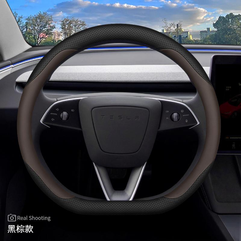 Leather Car Steering Wheel Cover for Tesla Model Y 3 Juniper Zunifer 2025 2026 Accessories