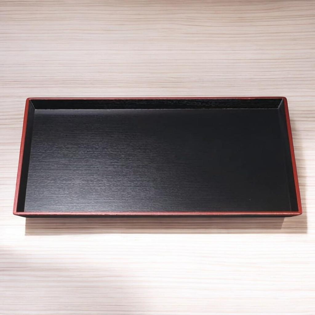Clear Stream Wood Grain Tray Lacquerware Made In Japan J-kitchens 1-Shaku (Tray/Tray) Black/Red, Non-Slip, 34cm, (ABS Resin),