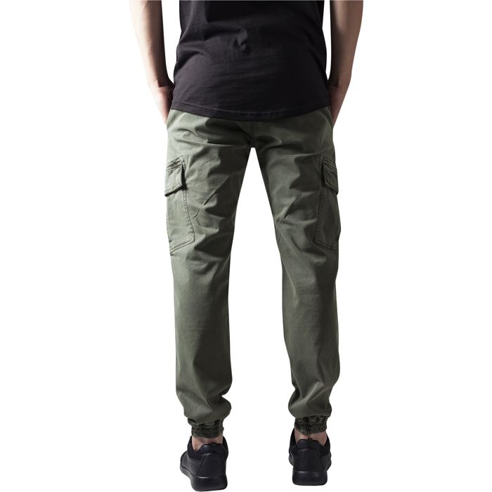 Cargo Pants - URBAN CLASSICS - Washed Cargo Twill - Olive Color - Standard Size - Men