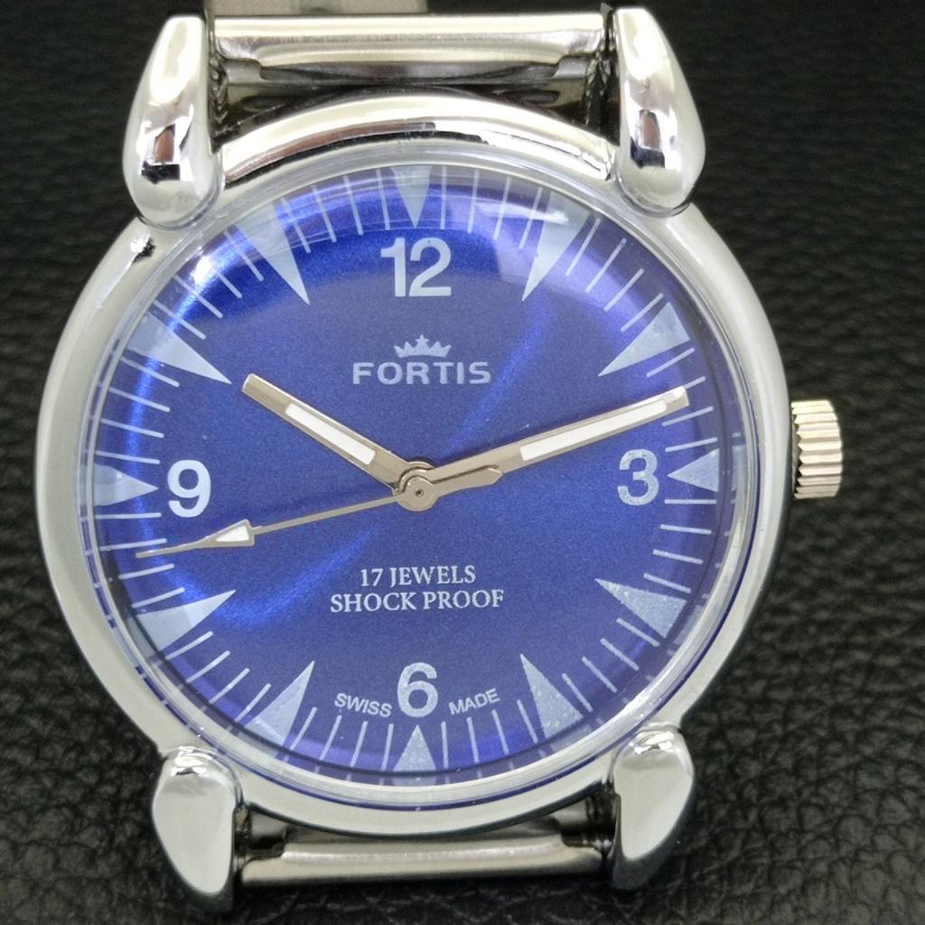 REFURBISHED VINTAGE HAND-WINDING SWISS MENS BLUE COLOR DIAL WATCH a700802-5 R205a-a700802