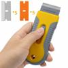 Glass Scraper, Defrosting Scraper, Stain Remover, Paint/Stickers/Labels/Adhesive Remover, 10 Replacement Blades Included: 5 Plastic Blades, 5 Stainles