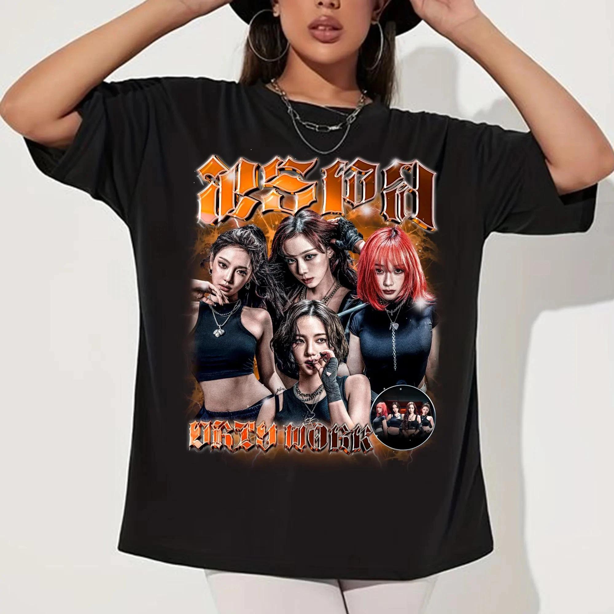 Retro Aespa Dirty Work T-Shirt 2026 Aespa Live Tour SYNK Aexis Line Shirt, Aespa Whiplash Shirt, Aespa Ningning, Karina, Giselle XXXL beige