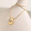 Elegant Heart-shaped Zircon Water Drop Necklace for Women,Stainless Steel Hammer Round Bead Chain Necklaces,Fashion Jewelry Gift