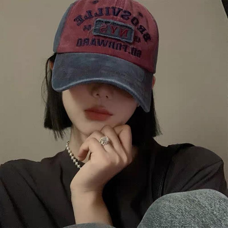 Vintage Washed Cotton Baseball Cap with Embroidered Letters, Adjustable Dad Hat for Men and Women