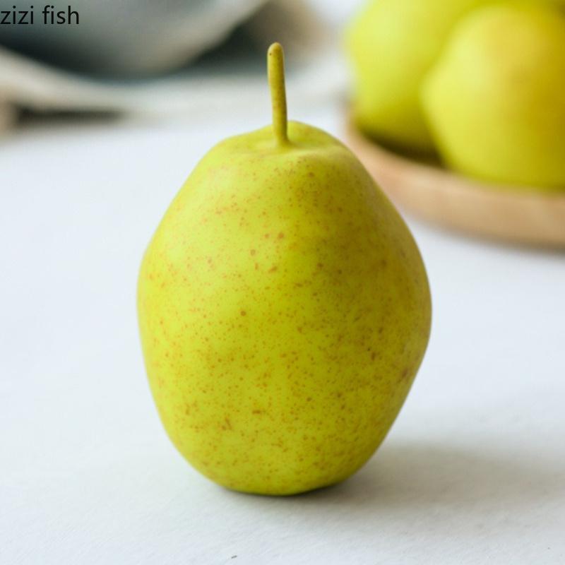 Simulated Korla Fragrant Pear Simulated Fruit Model Sculpture Green Artificial Fruits Fake Fruit Ornaments Pear Model Decoration