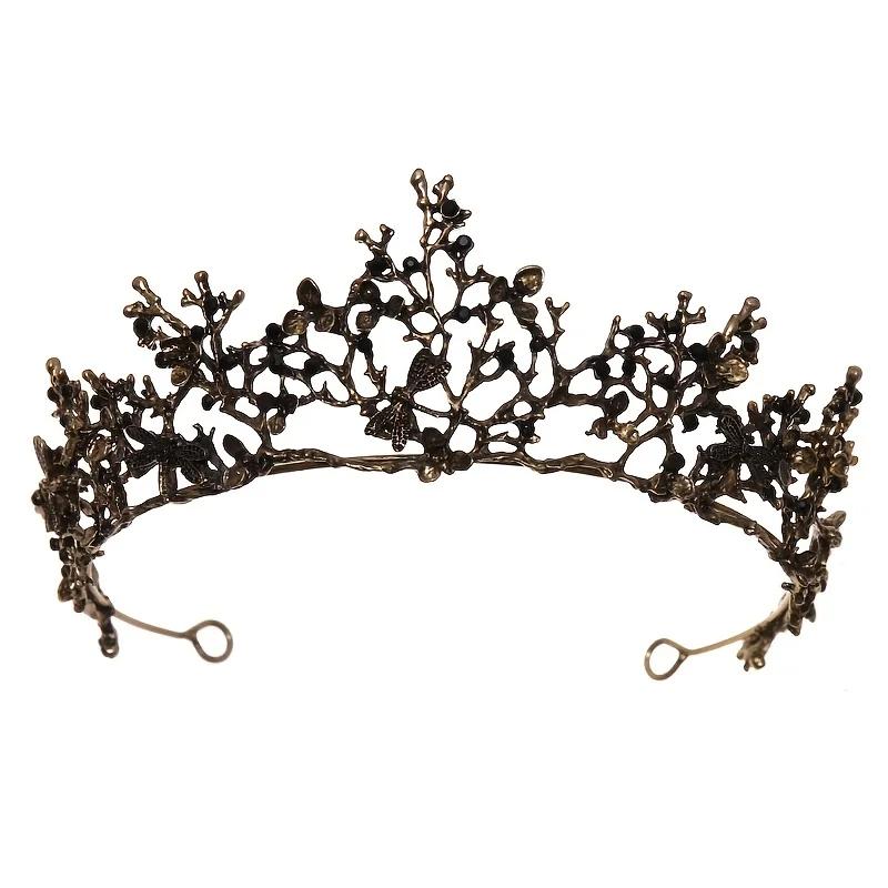 Baroque Vintage Crystal Crown Tiara Rhinestone Princess Butterfly Prom Crowns and Tiaras Bridal Wedding Hair Accessories Jewelry
