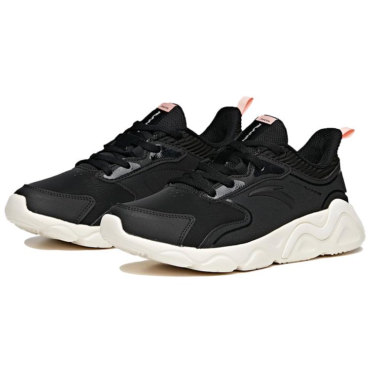 Anta Running Collection Casual Textile, Synthetic Leather Abrasion Resistant Low Top Running Shoes Women's Black 122015571-1