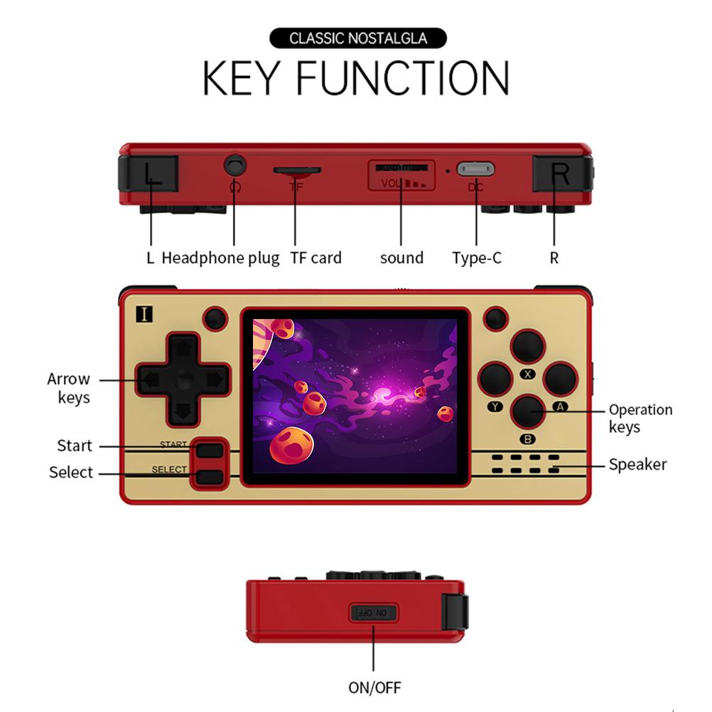 Q20 Mini Retro Game Console 64GB Red Handheld Video Player with Charging Cable