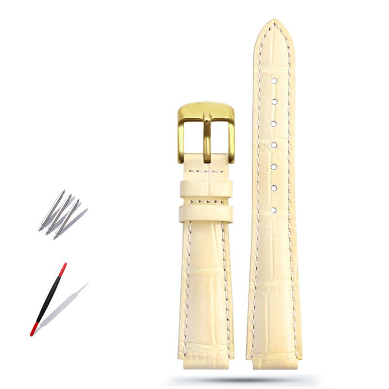 Pulseira de couro genuíno para relógio feminino Casio LTP-2069 LTP-V007 V300 VT01 com pulseira convexa 14mm