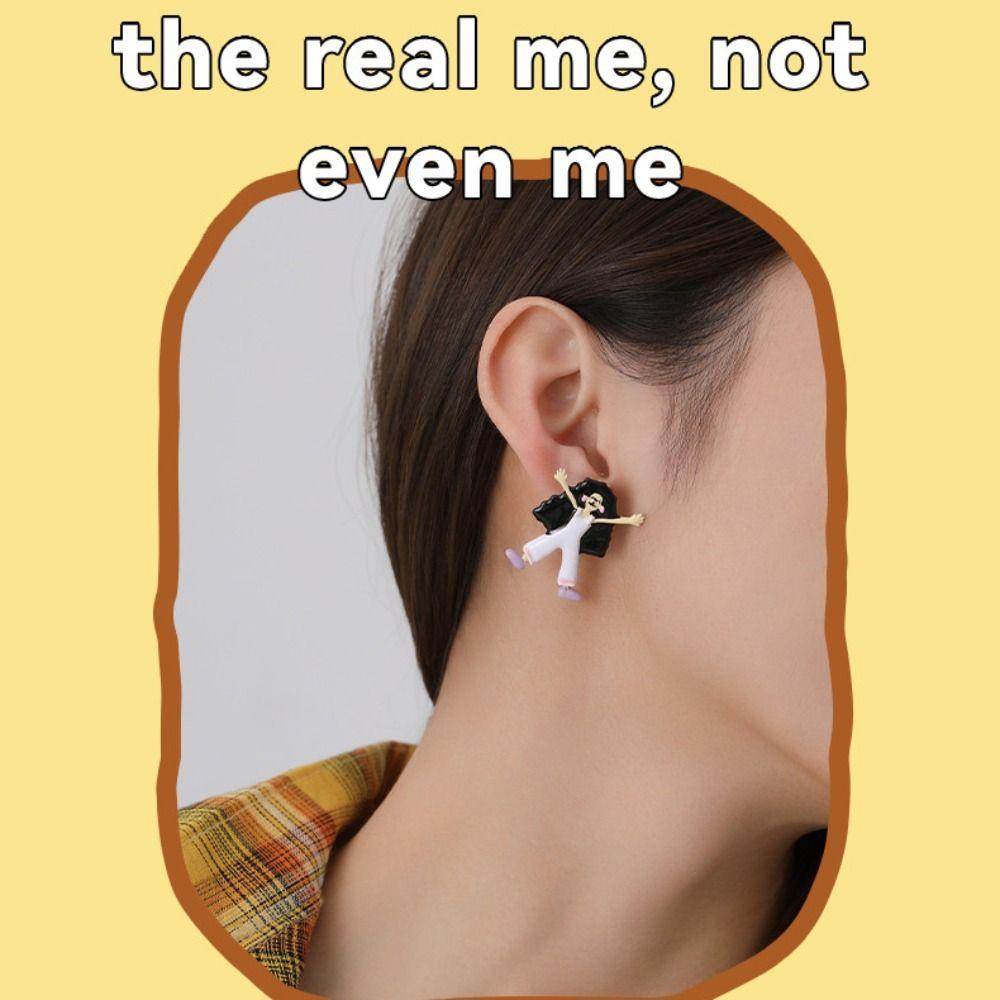 Zinc Zinc Alloy Cartoon Girls Earrings Dangle Earring Cute Earring Trendy Enamel Stud Earrings Party