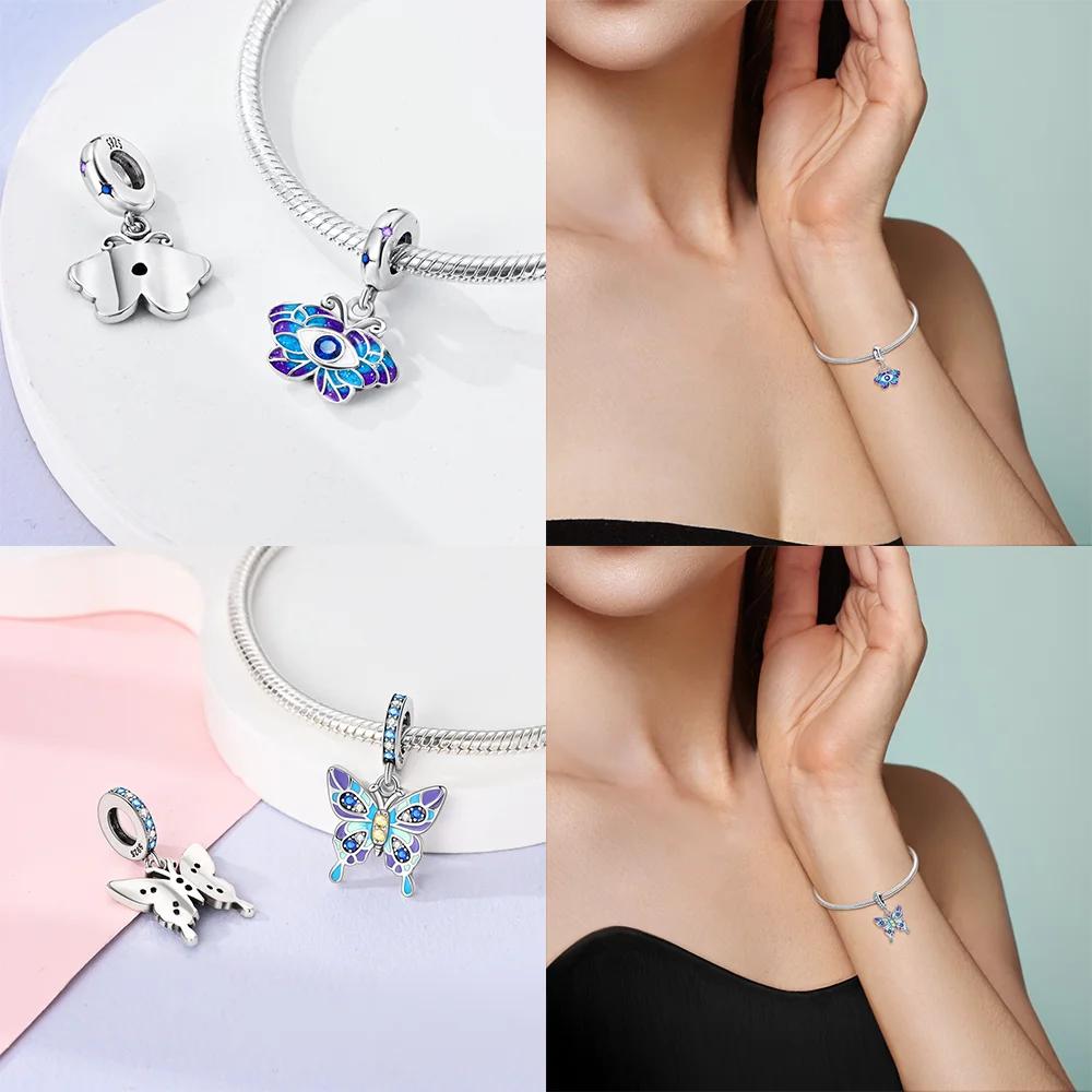 Charm Bead Charms Plata Originales Colored Butterflies Bead Charms for Charm Bead Charms copper Bracelets Jewellery Making Womens Gift