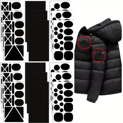 32pcs (3 Sheets) Heavy-Duty Self-Adhesive Nylon Repair Patches - No-Sew Clothing, Jacket, Tent, Fabric Fixes - Strong Adhesive Backing