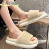 Hairy Slippers Women's Wear New Autumn and Winter Fashion Confinement Thick-bottomed Plush Cotton Slippers
