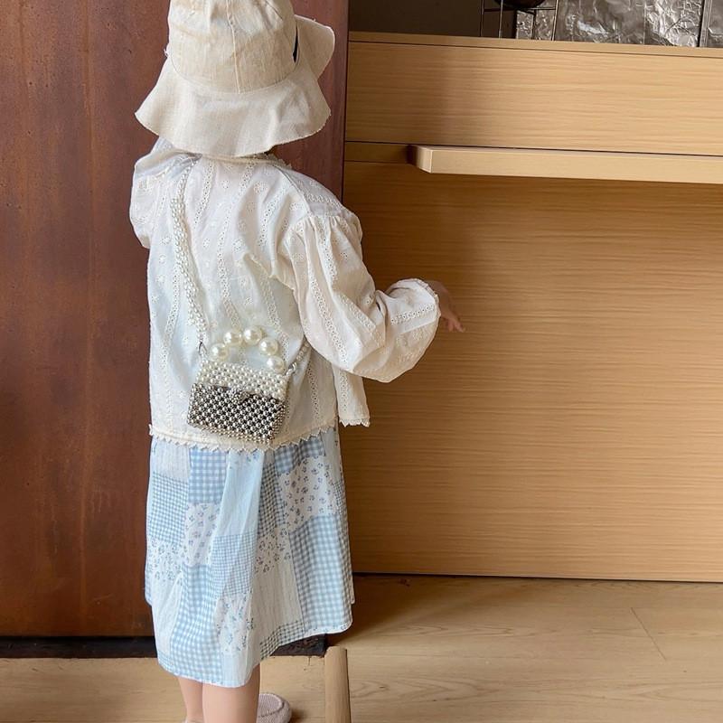 Stylish Pearl Childrens Crossbody Bag With Color Block Design For Kids Summer Fashion