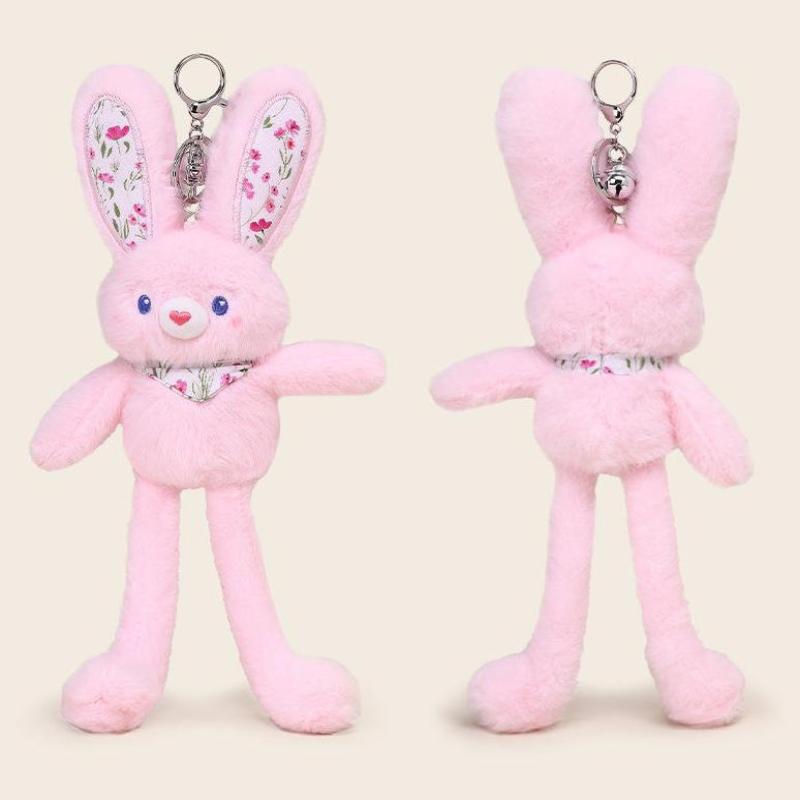 1Pcs Creative Ear Pulling Bunny Pendant 30Cm Cute Pull-Out Rabbit Plush Toy Keychain Bag Charm Decor Kids Stress Relief Gift