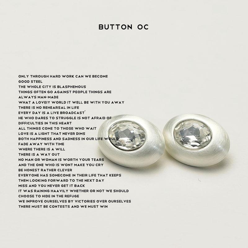 Real Silver Diamond Oval Button High Material Clothing Buttons Knitted Cardigan Jacket Clothing Decorative Buttons