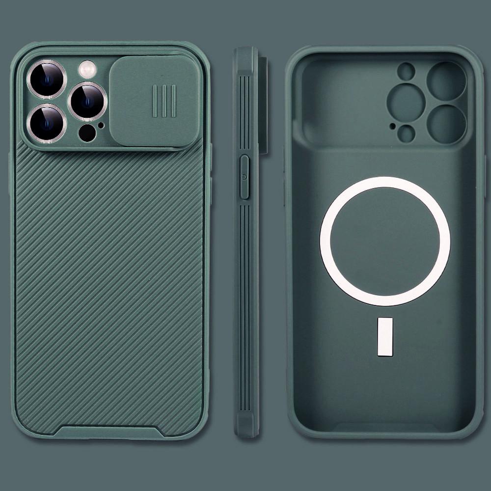 Slide Camera Lens Protection Magnetic Case for iPhone 16 15 14 13 12 11 ProMax Plus for MagSafe Wireless Charger Soft Full Cover